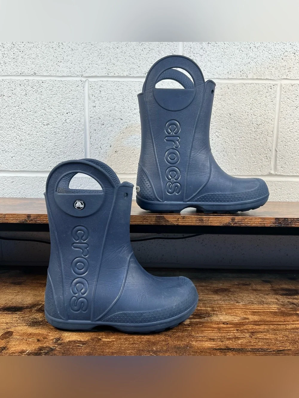 Crocs Rain Boots Blue Pull On Junior Big Kid's Size 1